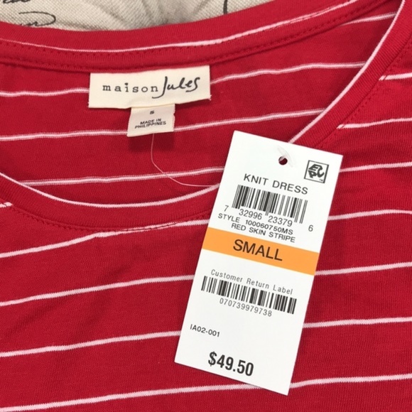 Maison Jules Ruffled Striped Casual Dress - Picture 5 of 5